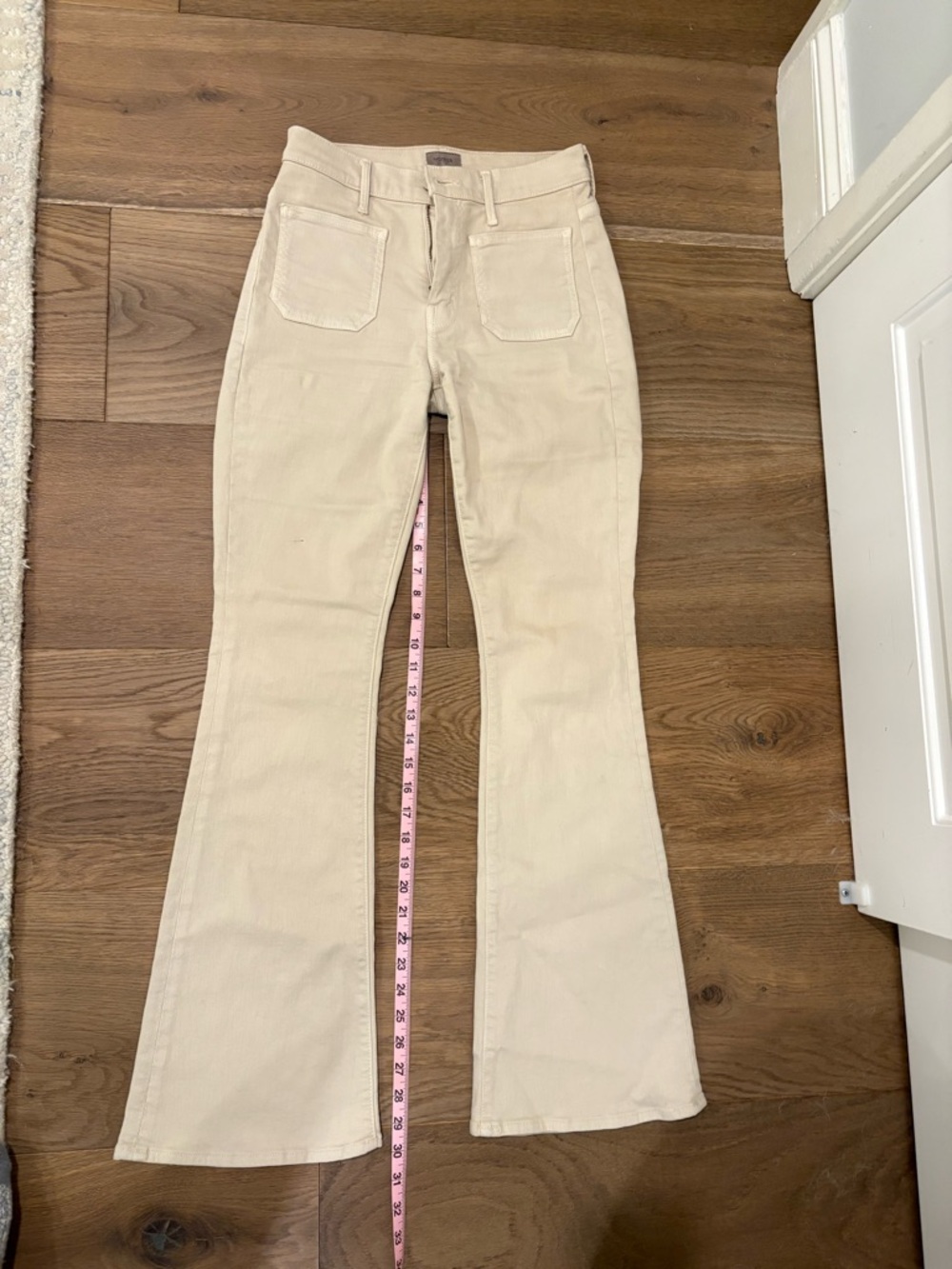 Mother Cream High-Rise Boot-Cut Jeans